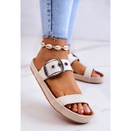 Papuci la modă cu cataramă Big Star JJ274729 Alb 2