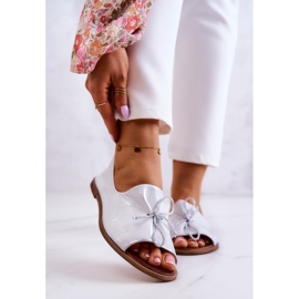 Balerini de damă din piele Nicole 2660/005 alb-argintiu 1