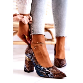 Lewski Shoes Pompi din piele Lewski Snake 3117 Maro-Albastru 1