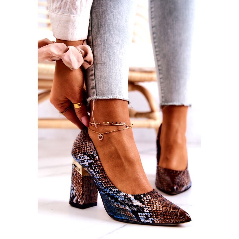 Lewski Shoes Pompi din piele Lewski Snake 3117 Maro-Albastru 1