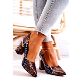 Lewski Shoes Pompi din piele Lewski Snake 3117 Maro-Albastru 2