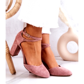 Pompe din piele intoarsa pe pilon Sergio Leone SK851 roz 2