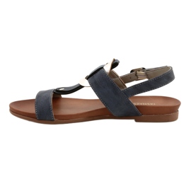 M.Daszyński Sandale pentru femei cu o roată de argint Daszyński MR1958-10 Blue Navy albastru 1