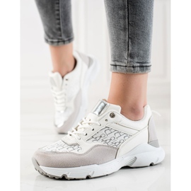 Renda Adidași eleganți bej alb argint 2