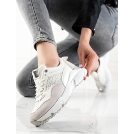 Renda Adidași eleganți bej alb argint 3