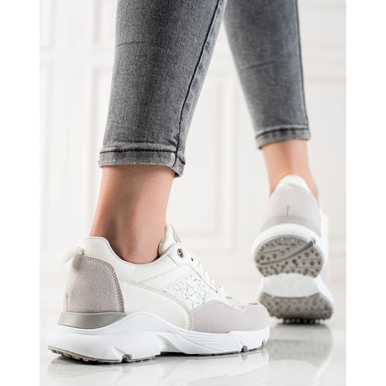 Renda Adidași eleganți bej alb argint 1