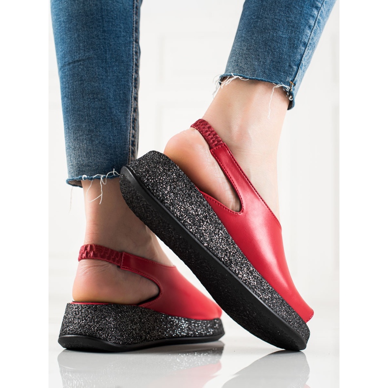 TRENDI Sandale Pe Platforma Glitter roșu 1