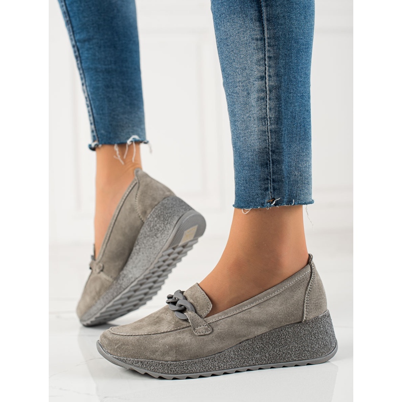 Filippo Pantofi din piele pe platformă gri 2