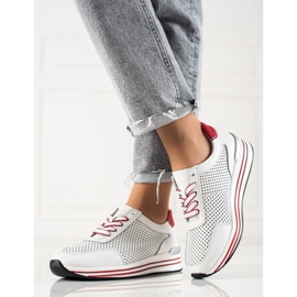 Adidași cu ajur VINCEZA alb roșu 2