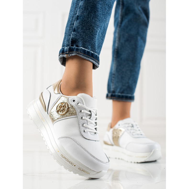 Filippo Adidași din piele la modă alb de aur 1