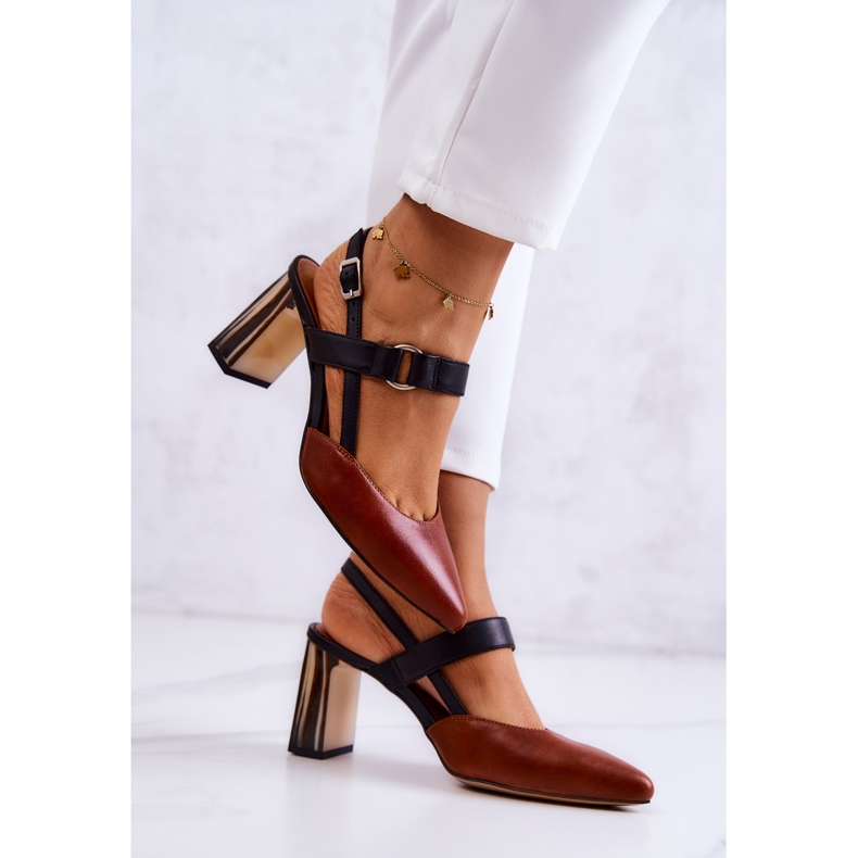 Sergio Leone Pompe din piele la modă Maciejka 05498-29 Maro și Negru 2