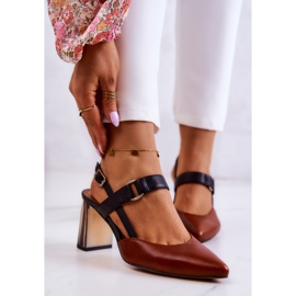 Sergio Leone Pompe din piele la modă Maciejka 05498-29 Maro și Negru 1