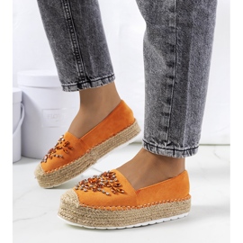Espadrile portocalii cu zirconiu Leer portocale 1