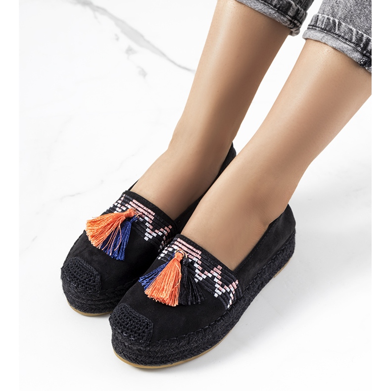 Espadrile negre pe platforma Pisquid negru 1