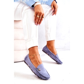 PS1 Mocasini de piele intoarsa de dama albastri Madelyn albastru 3