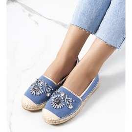 Espadrile albastre cu zirconiu Block cubic albastru 1