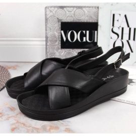 Sandale cu pană Vinceza W JAN117A negre negru 2