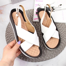 Sandale cu pană Vinceza W JAN117B albe 1