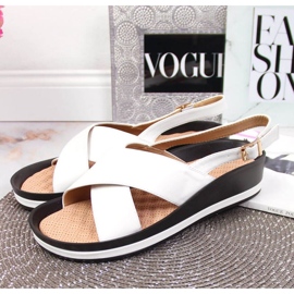 Sandale cu pană Vinceza W JAN117B albe 2