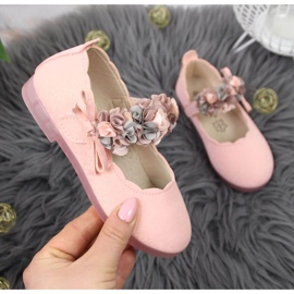 Balerini cu velcro cu flori Vinceza Jr JAN99B roz 1