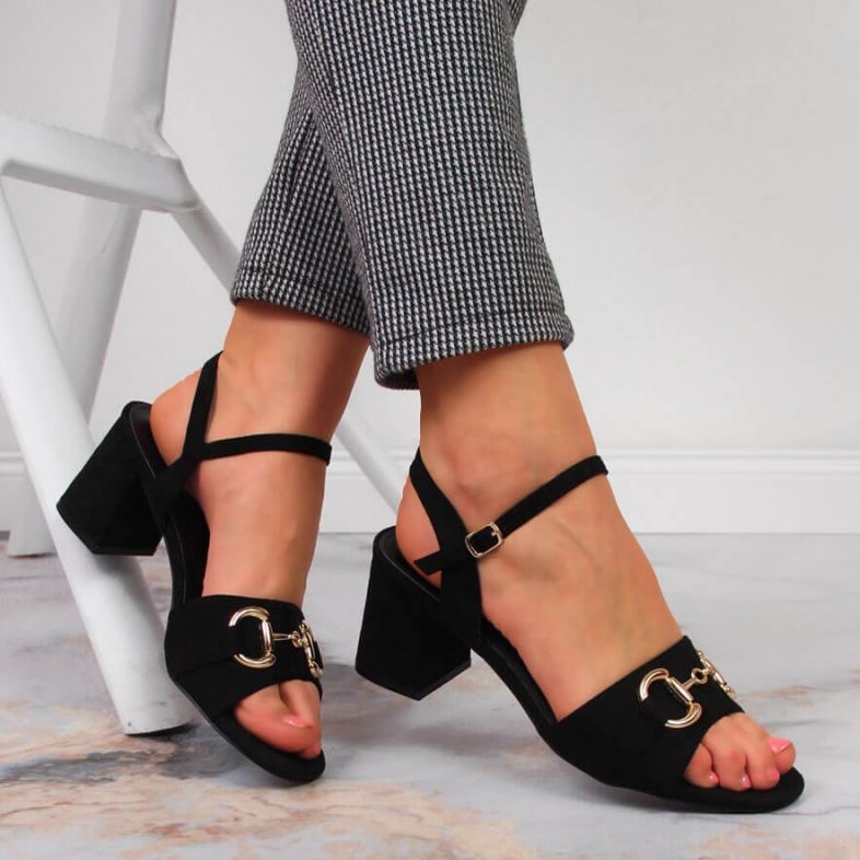 Sandale pe post cu decor S. Bararski W OLI158A negru 2