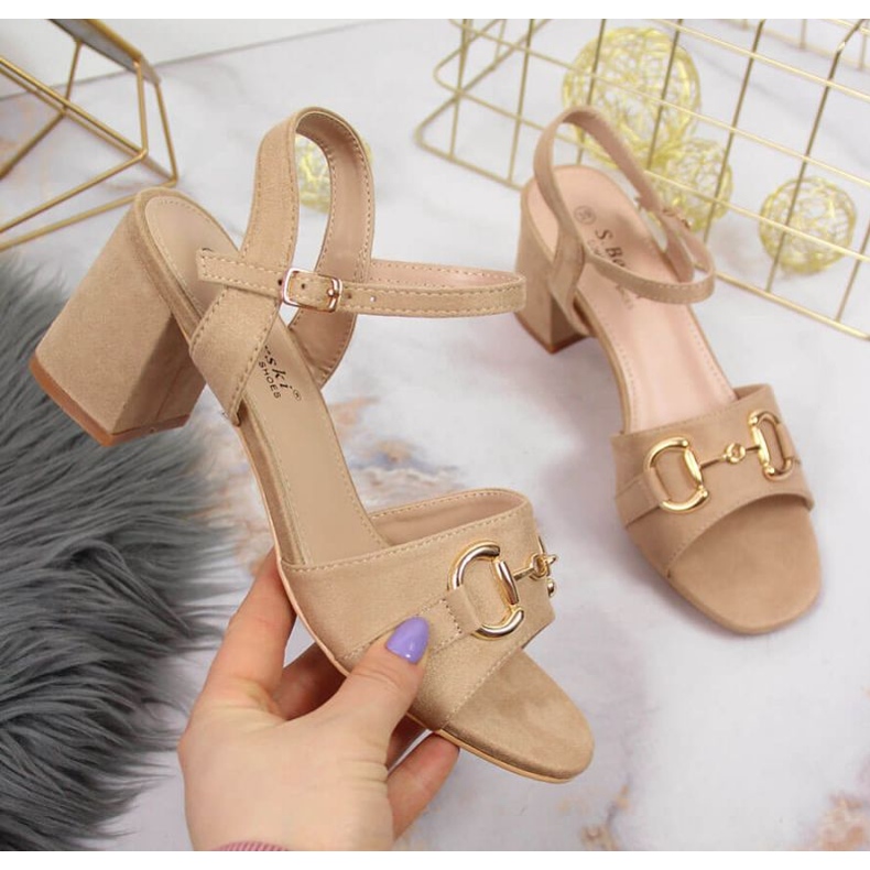 Sandale pe post cu decor S.Barski W OLI158B bej 1