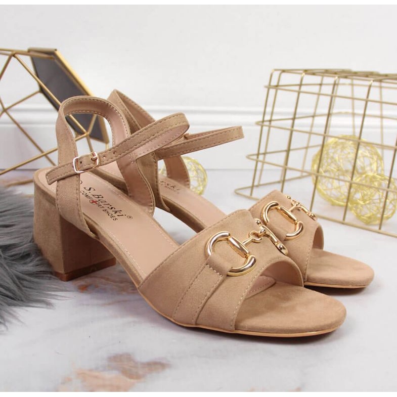 Sandale pe post cu decor S.Barski W OLI158B bej 2