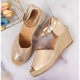 Sandale espadrile pe toc pană eVento W EVE68A auriu de aur 6