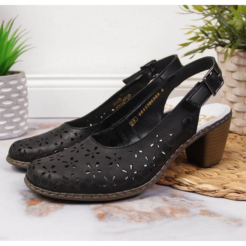 Rieker W RKR531 sandale ajurate negre negru 2