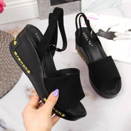 Sandale cu pană Vinceza W JAN108A negre negru 1 Sandale cu pană Vinceza W JAN108A negre negru 1