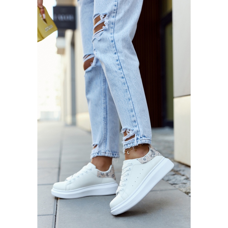 FE1 Pantofi sport clasici pentru femei Meleris alb și bej 2 FE1 Pantofi sport clasici pentru femei Meleris alb și bej 2