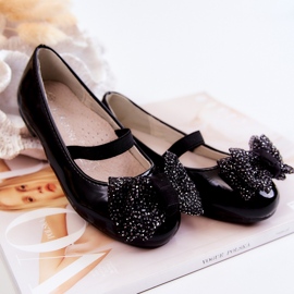 S.Barski Balerini lacuiti pentru copii cu fundita Black Zolly negru 2