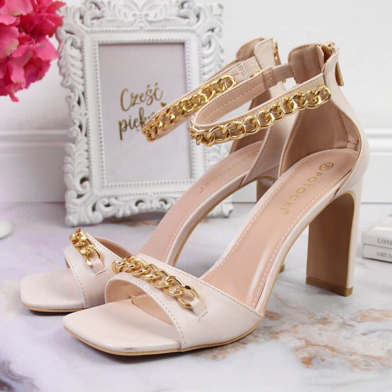 Sandale pe stâlp cu lanț Potocki W WOL70B bej 2