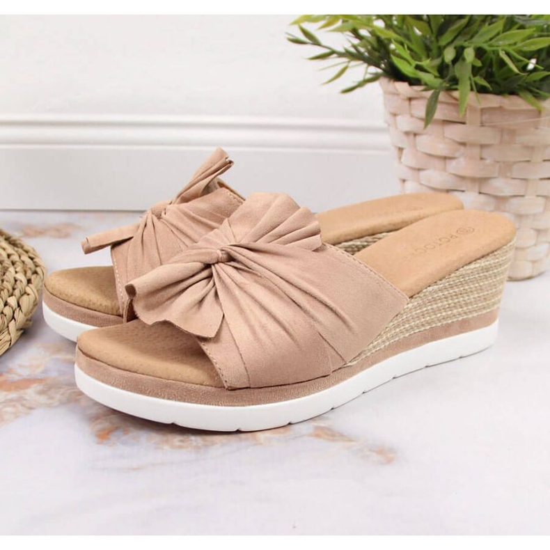 Papuci cu pană Potocki W WOL71B bej 2