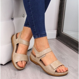 Sandale cu velcro eVento W EVE223A bej 2