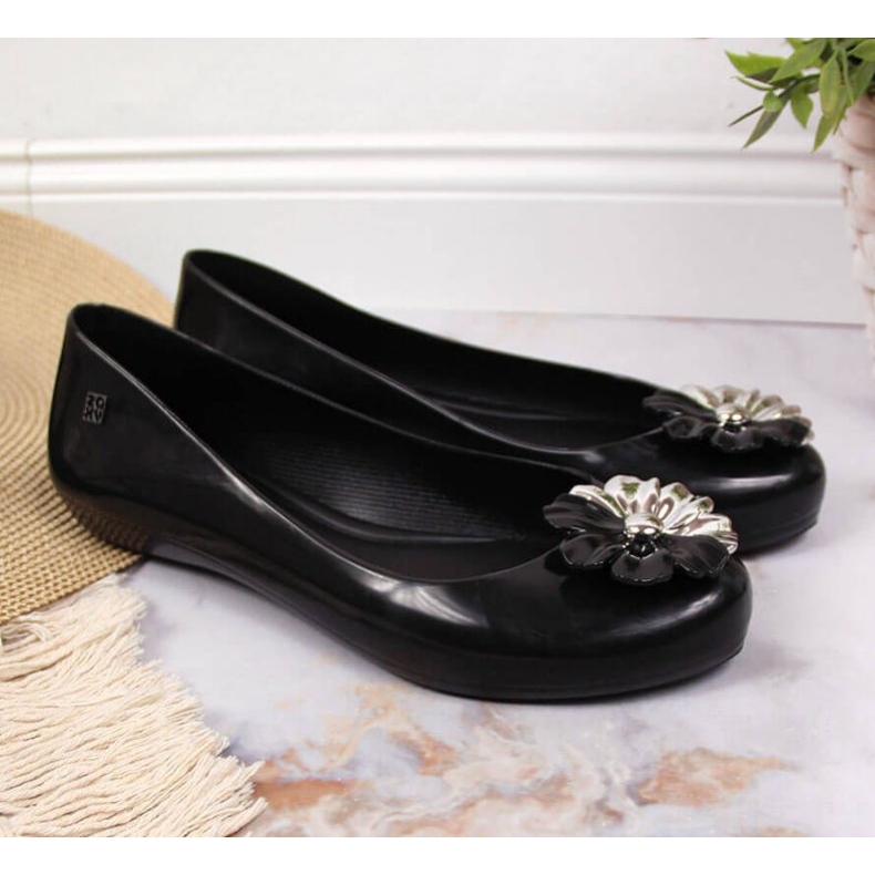 Balerini Meliski cu floare Zaxy W INT1712 negri negru 2 Balerini Meliski cu floare Zaxy W INT1712 negri negru 2