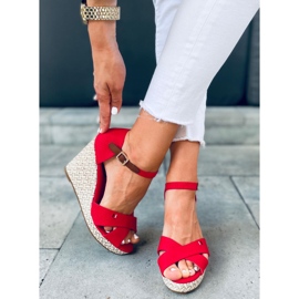 Sandale cu pană Lamis Red roșu 2 Sandale cu pană Lamis Red roșu 2