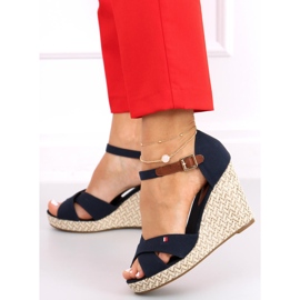 Sandale pe pană Lamis Blue albastru marin 2