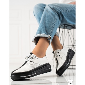 Pantofi din piele pe platformă alb negru 2
