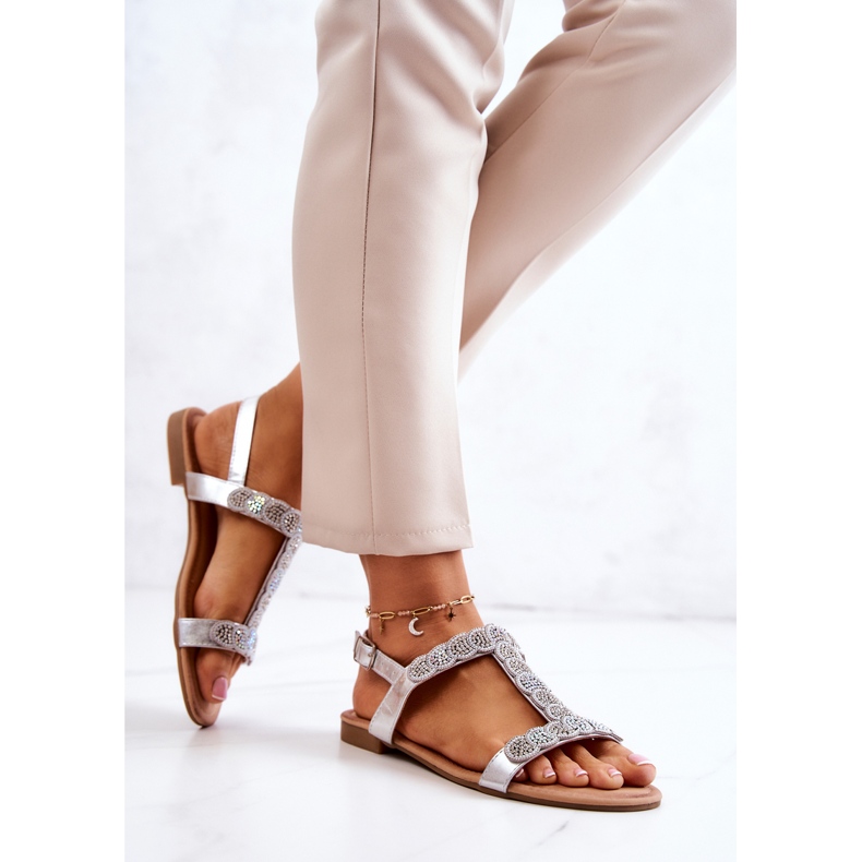 S.Barski Sandale Damă Cu Strasuri Silver Julies argint 1