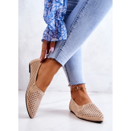 LU BOO Balerini ajurat pentru damă, cu slip-on, Bej Rosario 2