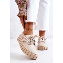 PA1 Pantofi din piele pe platforma hipnoza bej 1