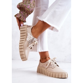 PA1 Pantofi din piele pe platforma hipnoza bej 2