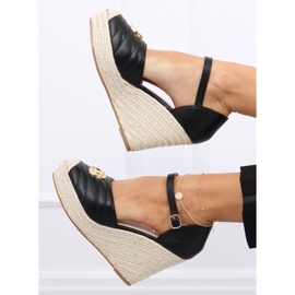 Sandale cu pană Aika Black negru 1