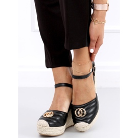 Sandale cu pană Aika Black negru 2