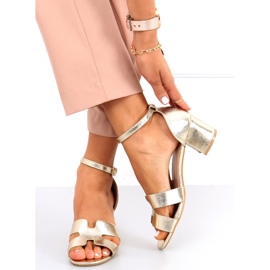 Sandale cu toc Nabila Gold de aur 2