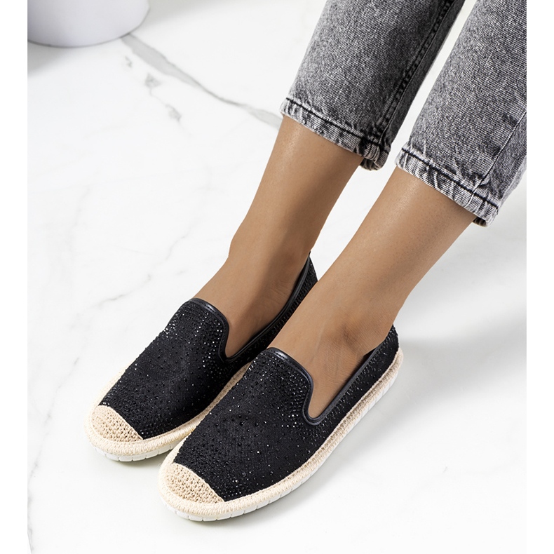 Espadrile negre cu zirconiu Punter negru 1