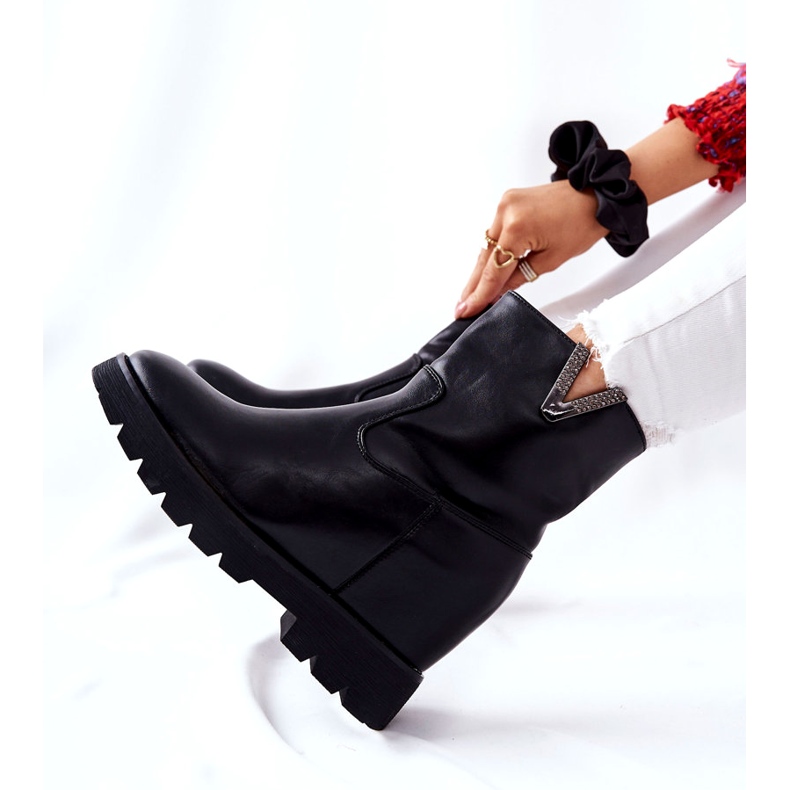 PG1 Botine Negre Pe Pană Ascunsă Cu Emblema Tiver negru 2