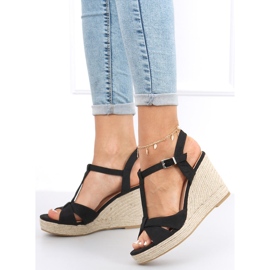 Sandale espadrile pe pană Basam Black negru 1