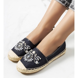 Espadrile negre cu zirconii cubici.Block negru 1